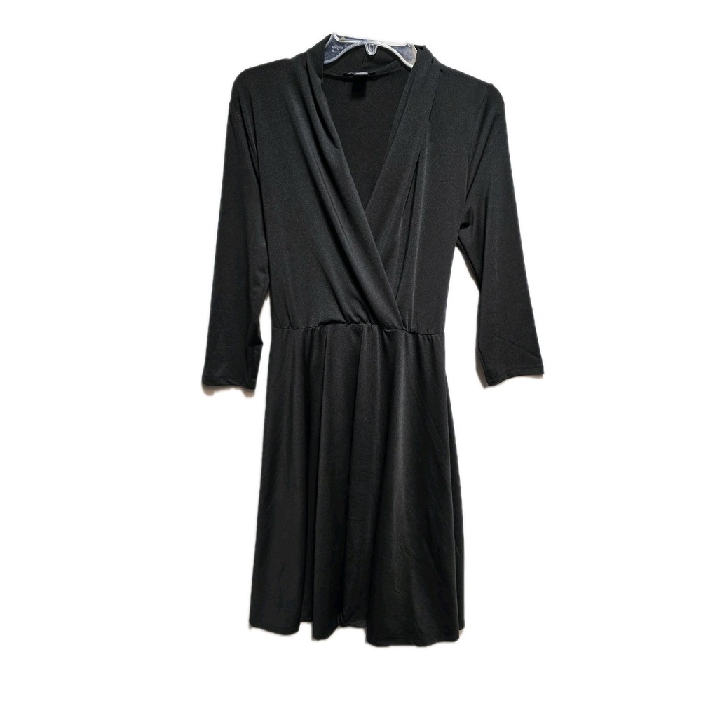 By Design Women's‎ Long Sleeve Midi Dress With Waist Tie In Black Size Small